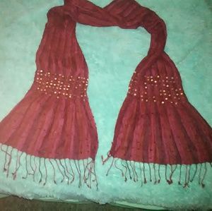 Wine & Violet Sequin Embellished Ruched Scarf